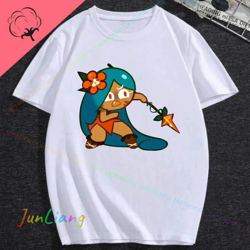 White Lily Cookie! Run Kingdom Vintage Harajuku Streetwear Top Y2k Clothes for Women Woman Clothing T-shirts Goth Women's