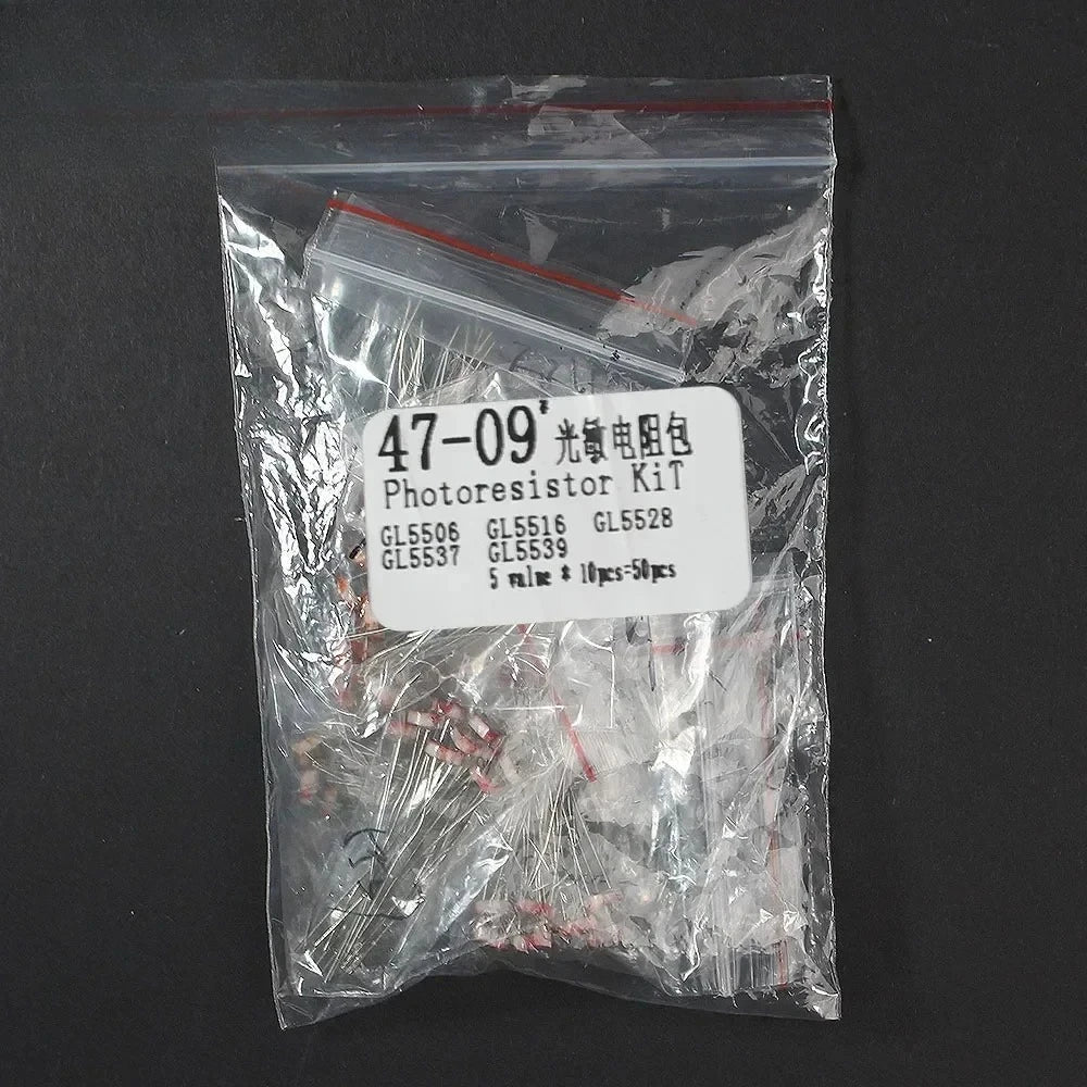 50PCS LDR Photoresistor Kit GL5506/GL5516/5528/5537/5539 Photosensitive Resistor for Arduino Raspberry Pi DIY Electronics
