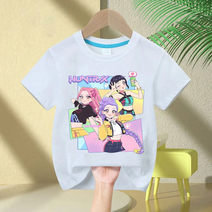 2025 Hot Movie Soft Cotton Baby Girls T Shirt Children's Clothing KPop Demon Hunters Fans Gifts Kids Clothes Fashion Casual Tops