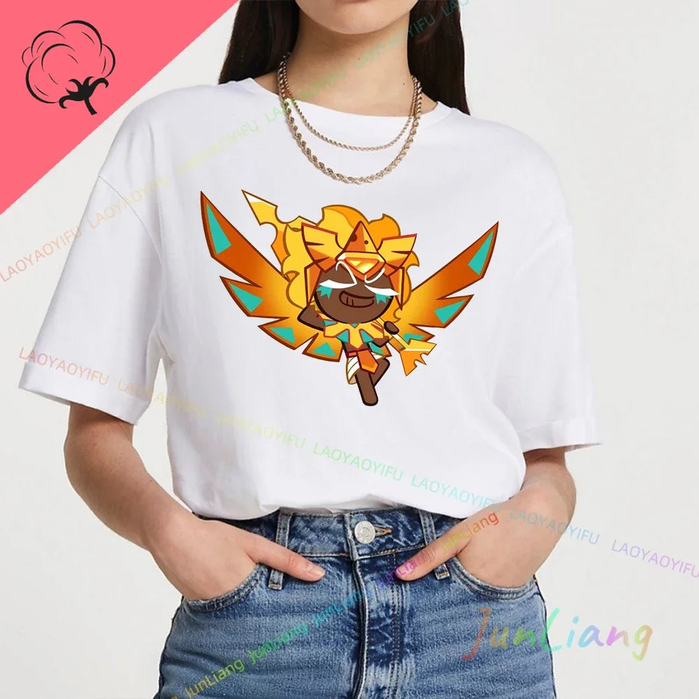 White Lily Cookie! Run Kingdom Vintage Harajuku Streetwear Top Y2k Clothes for Women Woman Clothing T-shirts Goth Women's