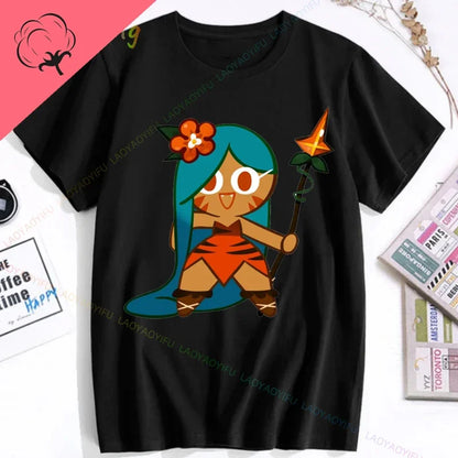 White Lily Cookie! Run Kingdom Vintage Harajuku Streetwear Top Y2k Clothes for Women Woman Clothing T-shirts Goth Women's