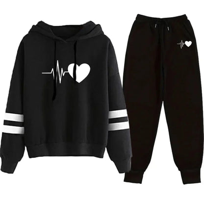 2025 Womens Tracksuit Print Casual Sweatshirt Sweatpants 2 Pcs Set Daily Sports Jogging Woman Clothing Quality Street Sportswear