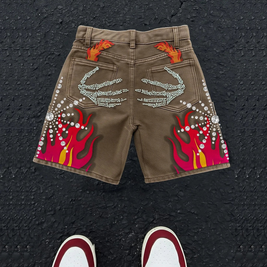 Embroidered Shorts Y2K Streetwear Man Woman Clothing Harajuku Hip Hop Baggy Denim Gym Shorts Gothic Summer Basketball Shorts