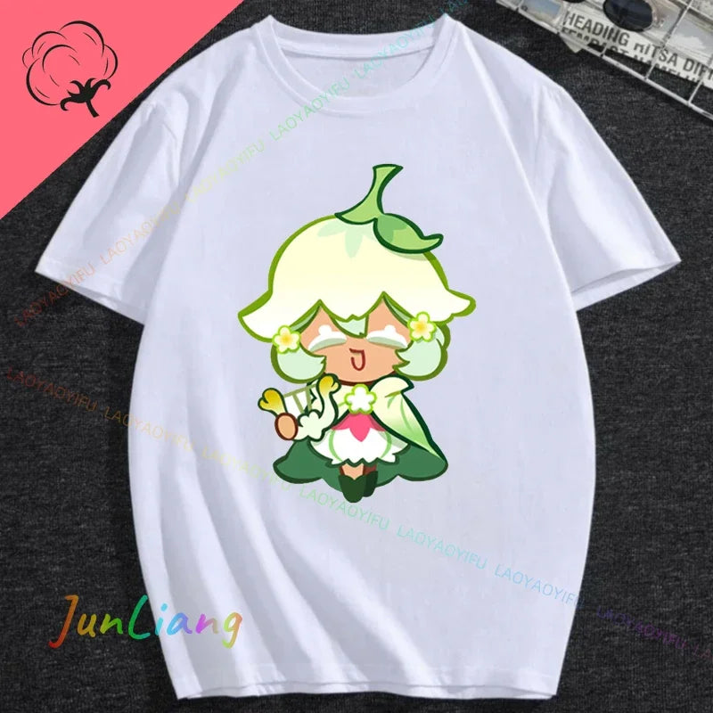 White Lily Cookie! Run Kingdom Vintage Harajuku Streetwear Top Y2k Clothes for Women Woman Clothing T-shirts Goth Women's