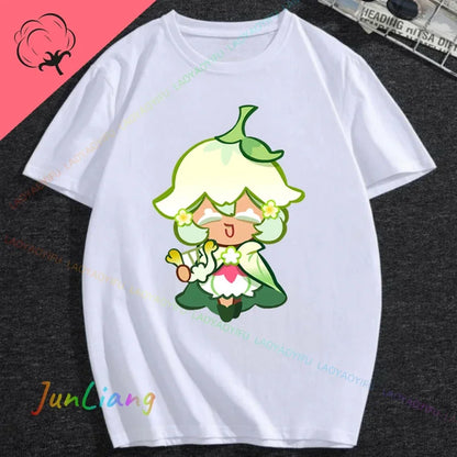 White Lily Cookie! Run Kingdom Vintage Harajuku Streetwear Top Y2k Clothes for Women Woman Clothing T-shirts Goth Women's