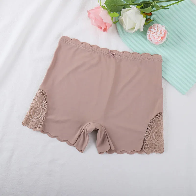 Sexy Lace Edge Safety Short Pants Soft Seamless Under Skirt Shorts Modal Ice Silk Breathable Short Tights Women Underwear