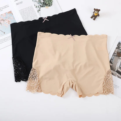 Sexy Lace Edge Safety Short Pants Soft Seamless Under Skirt Shorts Modal Ice Silk Breathable Short Tights Women Underwear