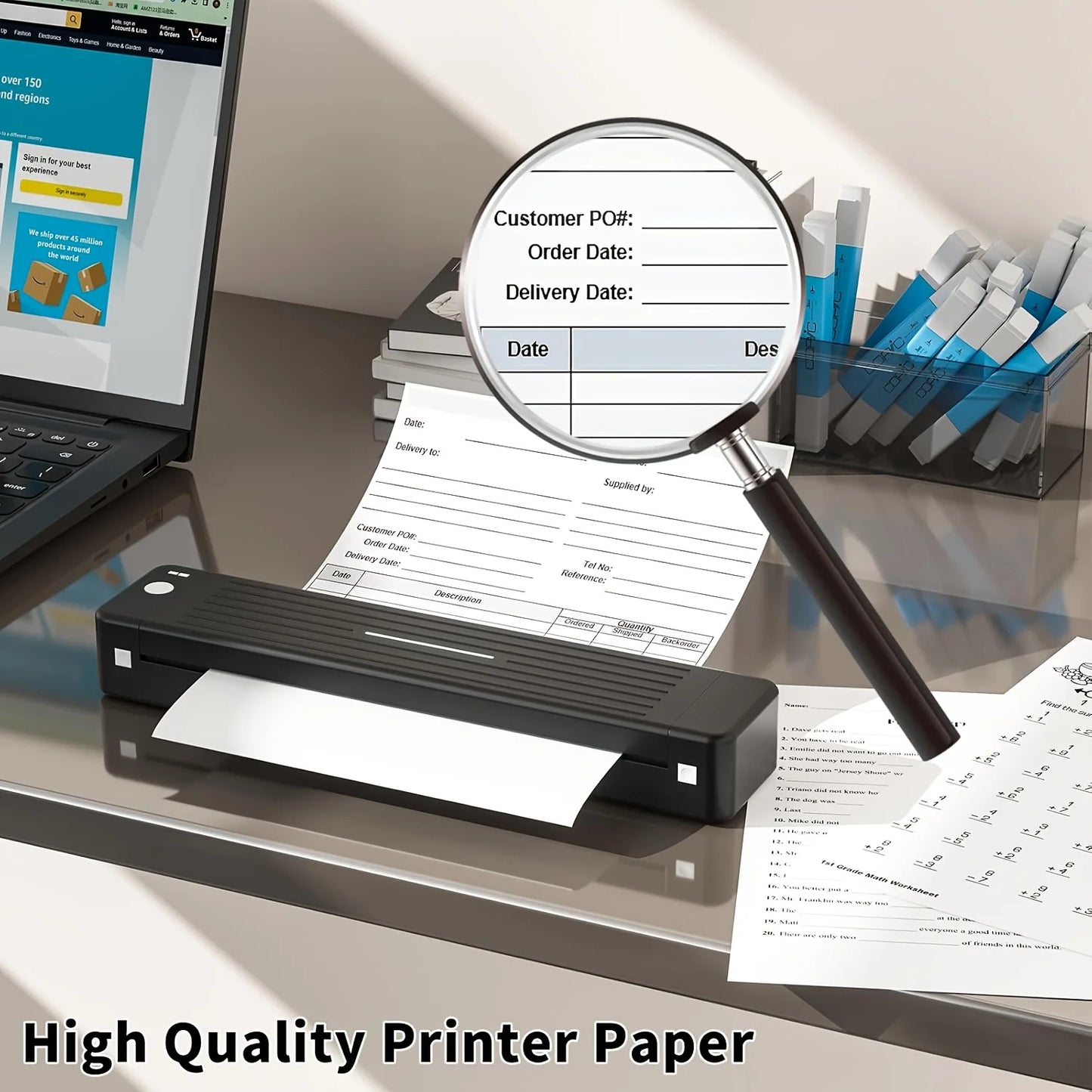 A4 Thermal Printer Paper, 100/200 Sheets, 21.01cm X 29.69cm, No Electronics, for Portable Thermal Printers, Not for Laser/Inkjet