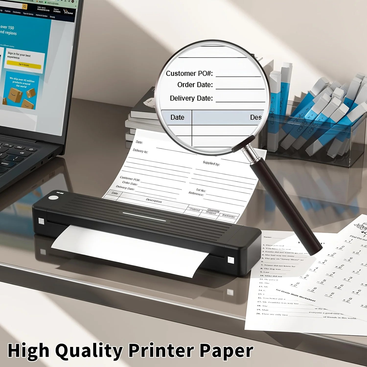 A4 Thermal Printer Paper, 100/200 Sheets, 21.01cm X 29.69cm, No Electronics, for Portable Thermal Printers, Not for Laser/Inkjet