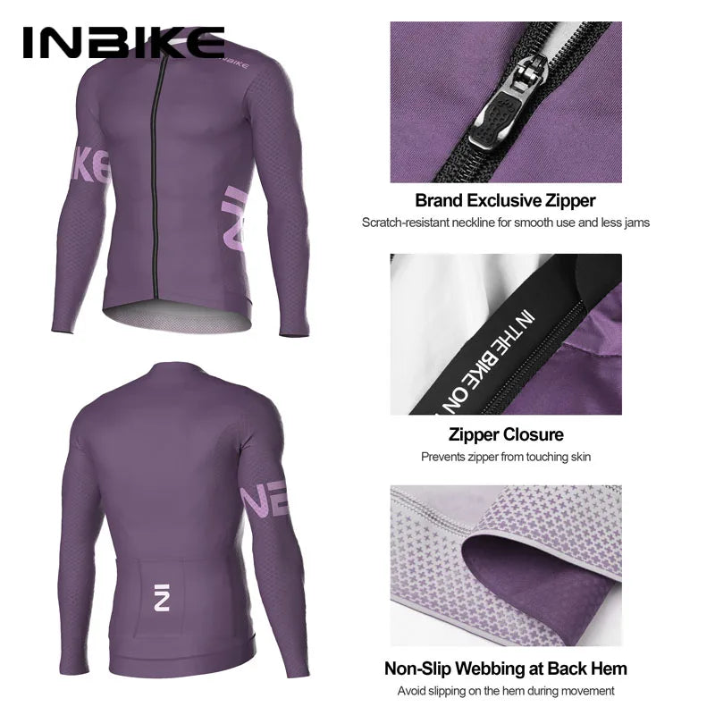 INBIKE Men’s Cycling Long Sleeve Breathable MTB Clothing Bicycle Jersey for Men Road Bike Top Shirt with Pocket Cycling Clothes