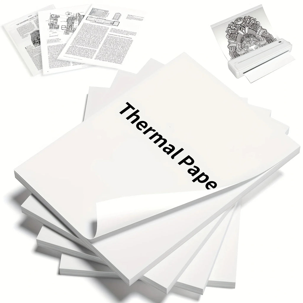 A4 Thermal Printer Paper, 100/200 Sheets, 21.01cm X 29.69cm, No Electronics, for Portable Thermal Printers, Not for Laser/Inkjet