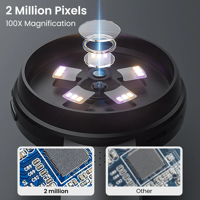 2.8'' IPS Digital Magnifier HD 1080P 100X Portable Microscope Handheld Mignifying Glass for Electronics Repair Check Jewelry