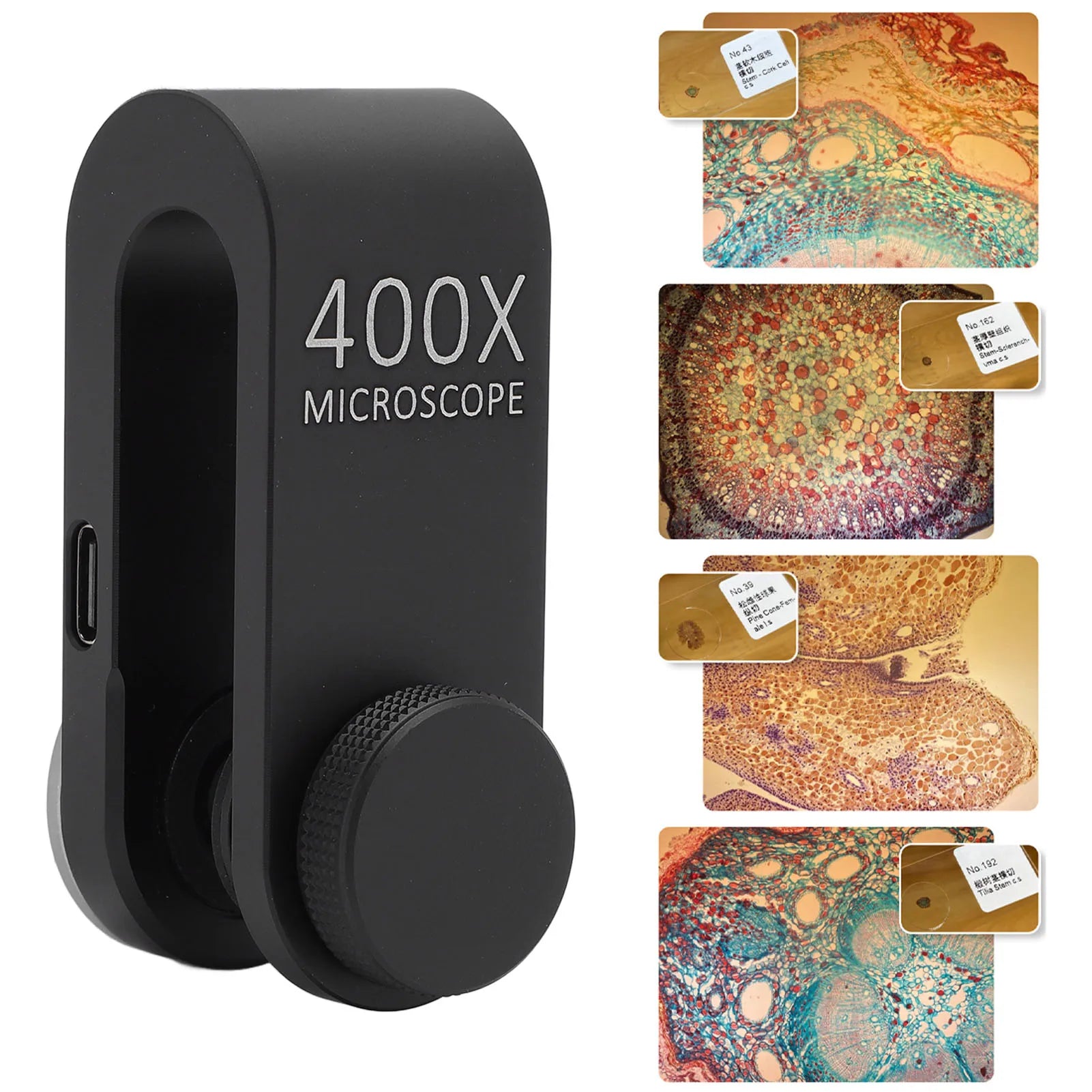 Phone Microscope Lens 400X High Definition Phone Camera Microscope Lens Aluminum Alloy Clamp 6 Groups for Electronics