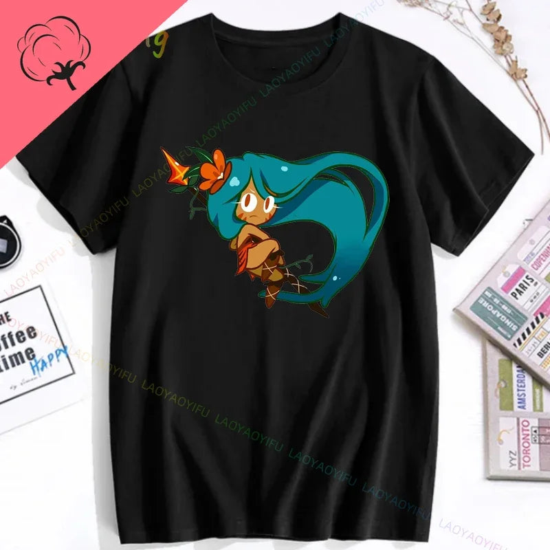 White Lily Cookie! Run Kingdom Vintage Harajuku Streetwear Top Y2k Clothes for Women Woman Clothing T-shirts Goth Women's