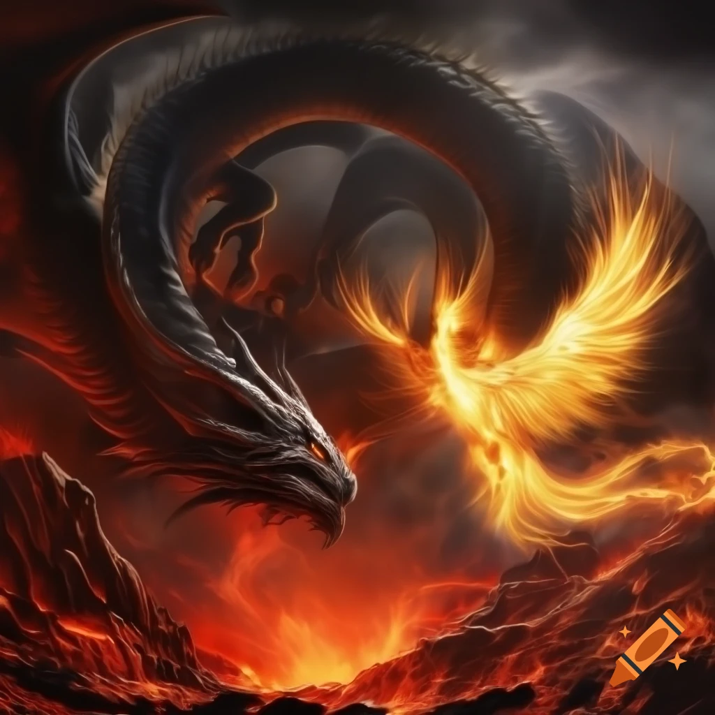 Dragon phenix print